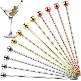 Kim Kapok 737804935930 Cocktail Picks 12 Pcs 4 Inches Reusable Stainless Steel Garnish Toothpi