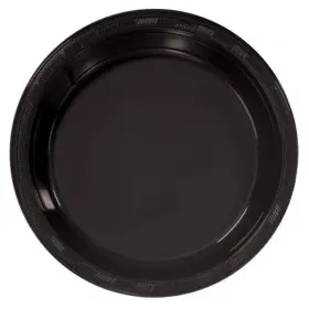 81010 King Zak Industries Inc. 50 Count Plastic Plate 10-inch Black