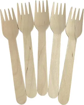 500-wf1 Kingseal 100 Count Disposable Birch Wood Cutlery Forks Natural