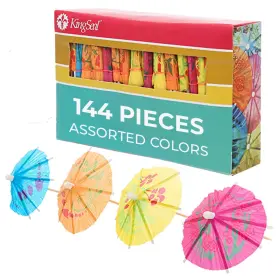 Kingseal 602571716009 144 Count 4 Inch Umbrella Parasol Cocktail Picks Cupcake Toppers A
