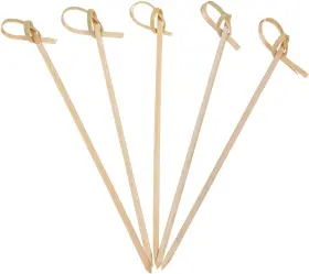 Kingseal 602571770711 Wood Flower Knot Picks Skewers 4.5 Inches Perfect For Cocktails And Appeti