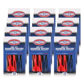 Kingsford 742797981833 Full Size Assorted Plastic Cutlery Disposable Set Includes 3