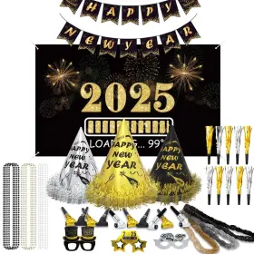 Kinnjas 680579452778 New Years Eve Party Supplies 2025 - Happy Year Kit For 50