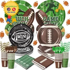 Us-gf-plate-fb-03 Kinovo 300 Pcs Football Plates And Napkins Tableware Sets Party