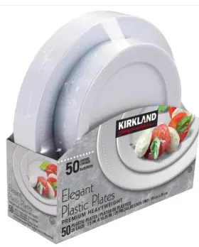 1343253 Kirkland Signature Elegant Plastic Plates 50 Count