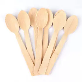 100-spoon Kissbaby 100% Bamboo Utensils -100 Pk 6.7 Inch Spoons Disposable Cutlery Set