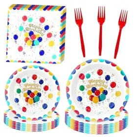 Kmjuix 762849477480 Birthday Party Supplies For 24 Guests 96-piece Disposable Color Balloon