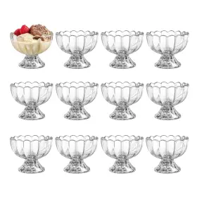 Kmwares 690770458417 12pcs Set 5oz Small Cute Footed Tulip Glass Dessert Bowls/cups For Sunda