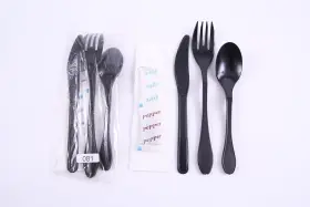 Knork 898495000816 Plasticware Utensils Disposable Plastic Cutlery Kit 250 / Case Black