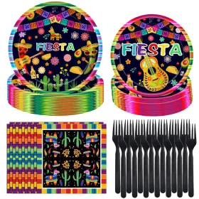 Know Me 739713676850 Mexican Fiesta Cake Paper Plates Tableware Set Cinco De Mayo Pla