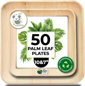Koala Love 036336860452 Palm Leaf Plate Bamboo Paper Plates Disposable 10 Inch And 7 Bulk Party Pack