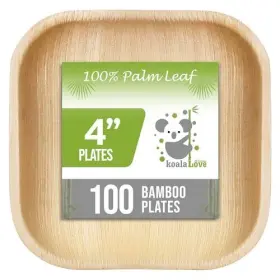 Koala Love 661706616478 Palm Leaf Plates 4 Inch Bamboo Disposable 100 Pack Small Dessert And A