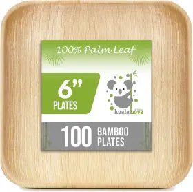 Koalalove 445015095024 Palm Leaf Plates Bamboo Paper Disposable 6 Inch 100 Bulk Appetizer And De