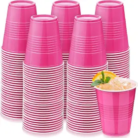 Kochorie 313015582547 100 Pack Hot Pink Disposable Plastic Cups 12 Ounce Drinking Party Bulk Part