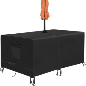 Amw000106 Kovshuiwe Rectangle Patio Table Cover With Umbrella 108lx 82w X 23.6h Black