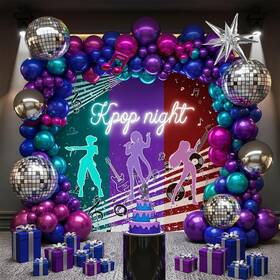 Kozee B0brtnq72y Metallic Colorful Balloon Garland Kit 135pcs Chrome Purple Pink Blue Teal Disco