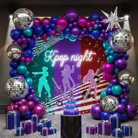 B0brtnq72y Kozee Metallic Colorful Balloon Garland Kit 135pcs Chrome Purple Pink Blue Teal Disco