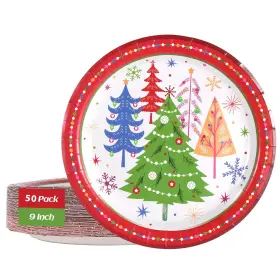 Ktcnmer 768523986538 50 Pcs Christmas Paper Plates Disposable Party For Dessert Dinner Appe