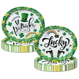 Ktcnmer 768523986798 50 Pcs St Patricks Day Oval Paper Plates Platter 12 Inch X 10 Disposable Dinner