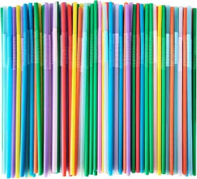 Ktojoy 445036749722 300 Pcs Flexible Colorful Disposable Plastic Bendable Drinking Straws