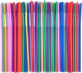 B098 Ktojoy 100 Pcs Flexible Colorful Disposable Plastic Bendable Drinking 10.4 Color