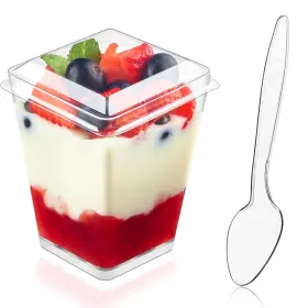 Ku033-4.5ozdessertcups Kucoele 50 Pack 5 Oz Plastic Dessert Cups With Lids And Spoons Clear Parfait
