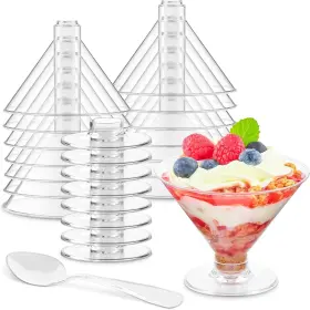 Ku111 Kucoele 40 Pcs Mini Plastic Martini Glasses 5oz Dessert Cups Disposable Cocktai