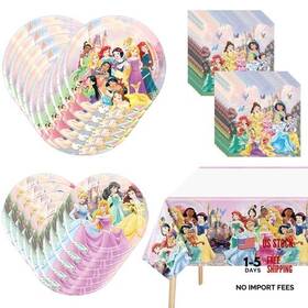 Kulinan Mjii8hklo6 42 Pcs Princess Tableware Sets Paper Plates And Napkins Set Includes