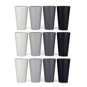 Kx-ware Xg136-4 Kx-ware 32-ounce Plastic Tumblers Large Drinking Glasses 32 Oz Grey Stone