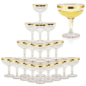 50p0.65 Kyapck 50 Pcs Plastic Champagne Coupe Glasses For Parties 5 Oz Disposable