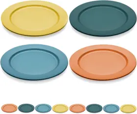 Kyraton 313016262202 10 Inch Large Plastic Plates 8 Pieces Dishwasher Safe Unbreakable