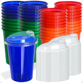 Ld-cup-12oz-40assorted L Liked 12 Oz Kids Sippy Cups 4 Colours Assorted Total 40 Count Spill Proof Reusable