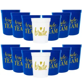 Lady&home 774602308832 Navy Blue Bachelorette Party Plastic Cups Bride Team Gifts Reusable