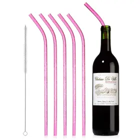 Laila And Lainey 737787016008 Reusable Wine Bottle Straws - Pack Of 6 Includes Straw Cleaning Brush Per