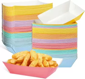 Yiu-20230414-a Lallisa 120 Pcs Paper Food Boats Disposable Colorful Trays Hot Dog Grea