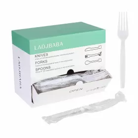 Laojbaba 783919382664 Plastic Forks Disposable Individually Packaged White 7-inch Co