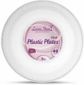 Laura Stein 812514011836 40 Count - 9 Inch Plates Premium Heavy Weight Crystal Clear Dis