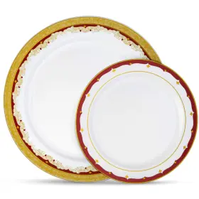 Laura Stein 842233111012 Holiday Party Plates 64 Disposable Set For Christmas Dishes - White Plastic