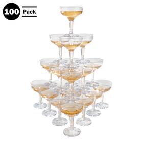 Lavish Home Jg1012-1 100-pack 5oz Reusable Or Disposable Plastic Champagne Glasses