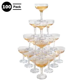 Jg1012-1 Lavish Home 100-pack 5oz Reusable Or Disposable Plastic Champagne Glasses