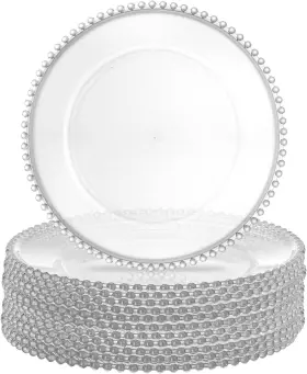 B09jlz4d6w Lawei 12 Pack Clear Plastic Charger Plates With Bead Rim 13 Inch Round Serving