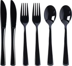 Dcs300b Lccfhti 300 Count Black Plastic Silverware Heavy Duty Disposable