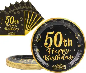Ldfdrt 445004685670 50th Birthday Party Plates And Napkins 50-pack 9 Inch