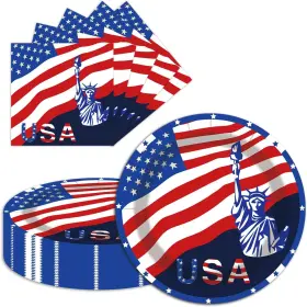 Jy01 Ldfdrt 40 Pcs Patriotic 4th Of July Decorations Party 9inch&6.5inch Colorful