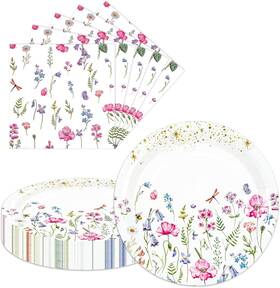 Ldfdrt Jyqzp40 Wildflower Paper Plates And Napkins Set Of 40 20x 7 Inch Floral Cake &
