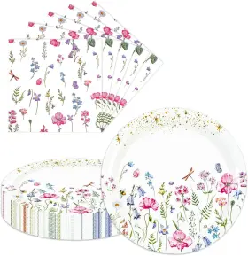 Jyqzp40 Ldfdrt Wildflower Paper Plates And Napkins Set Of 40 20x 7 Inch Floral Cake &