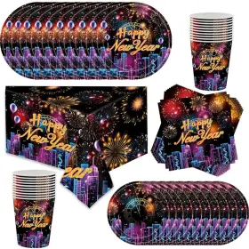 Leconces 705114972730 Colorful New Year Party Tableware Set For 20 Guests Years Eve Dinnerware