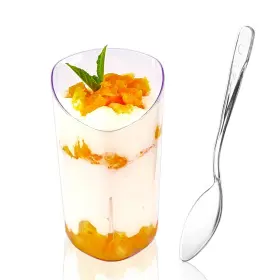 3ozslantedcups2-1 Legredic Le002-1--3ozslantedcups2-1 30 Pack Mini Dessert Cups With Spoons 3 Oz Clear Plastic Parfait Appetizer C