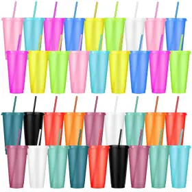 Leifeosh 682404617635 Plastic Tumblers With Lids And Straws 36 Pcs Reusable Cups