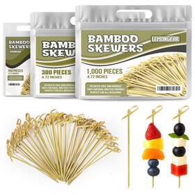 Lemongear Green-bamboo-skewer-472-1000 1 000 Pcs Green Bamboo Skewers 4.7 Inch Decorative Cocktail Picks Appetizers Too